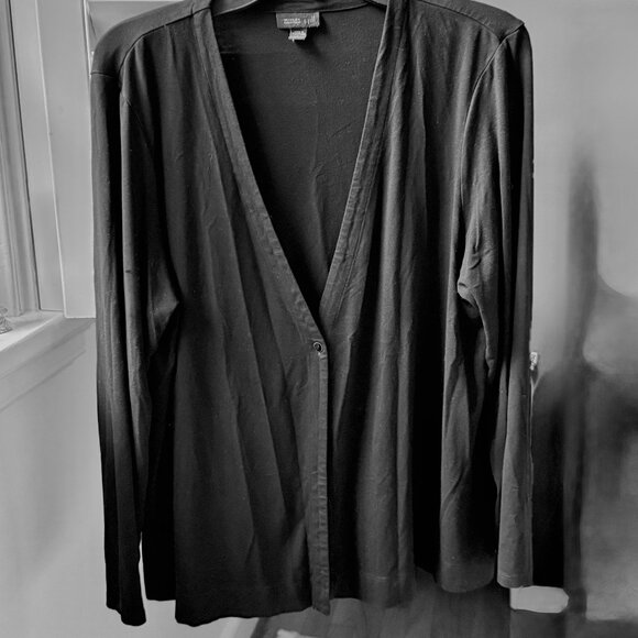 J.Jill Wearever collection one-button flowy jersey knit cardi, black, size PL - Picture 7 of 12
